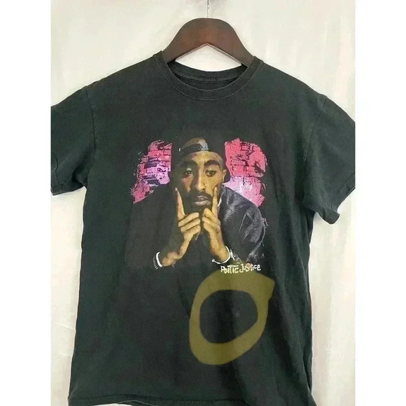 Tupac Shirt Tee Mens MEDIUM  Poetic Justice Black Hip Hop Rap Music T-Shirt - Picture 3 of 9